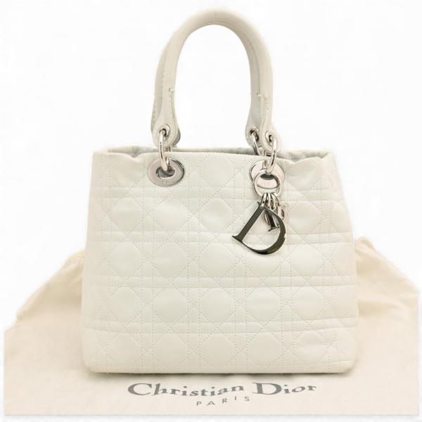 美品　クリスチャン　ディオール　カナージュ　ナイロン　ハンドバッグ　ホワイト Christian Dior（クリスチャン・ディオール） DIOR レディーディオール