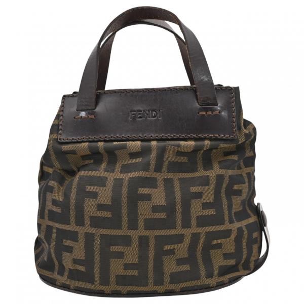 FENDI（フェンディ） ズッカ ロゴ ミニ ハンドバッグ ブラウン Bランク