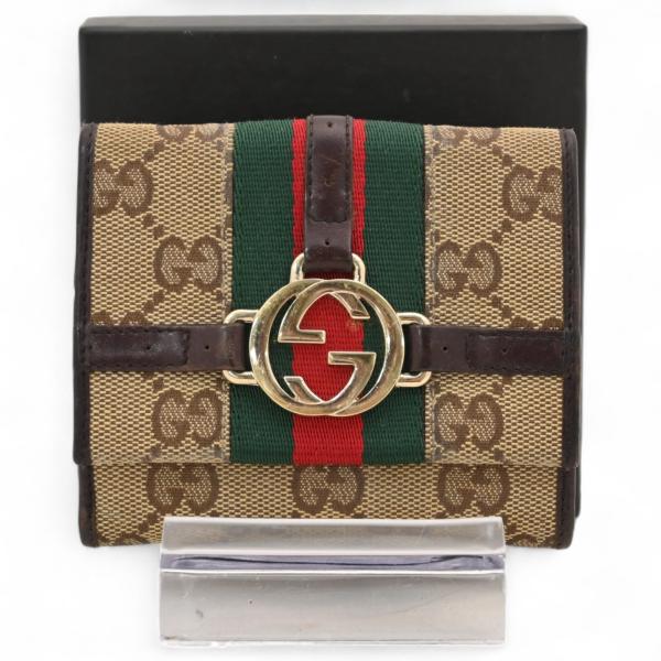 GUCCI グッチ GGキャンバス シェリーライン 二つ折り財布 B