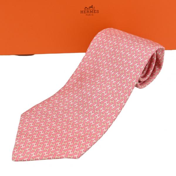 HERMES（エルメス） 【中古】エルメス Hロゴ ネクタイ シルク 総柄