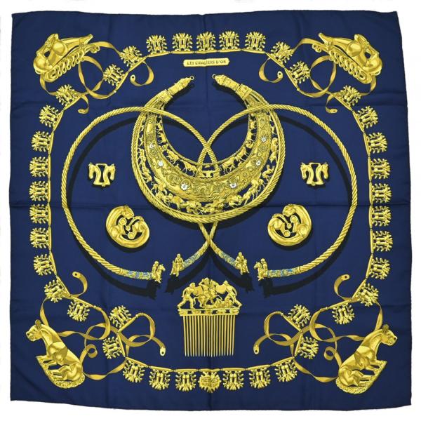 HERMES エルメス カレ90 スカーフ LES CAVALIERS DIOR 黄金の騎士 A