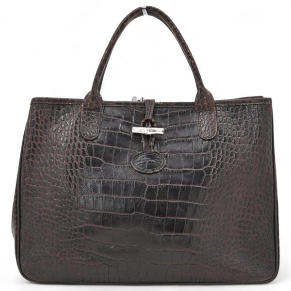 LONGCHAMP（ロンシャン） ロゾ ハンドバッグ ダークブラウン クロコ B