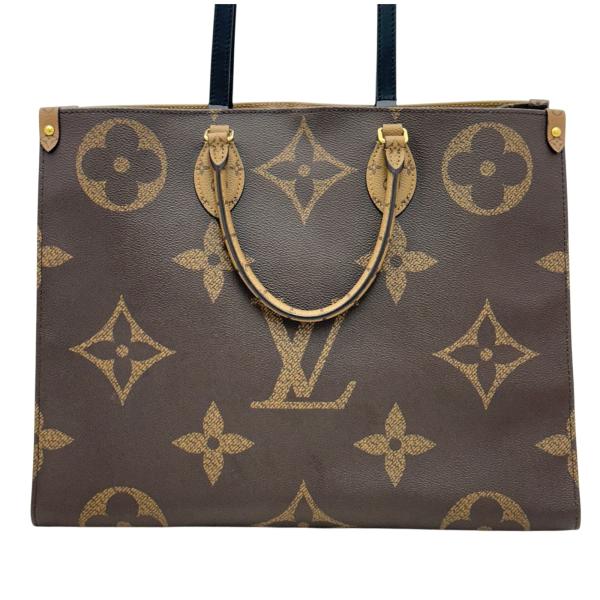 【中古】ルイヴィトン モノグラム オンザゴーGM トートバッグ リバース ブラウン×ベージュ LV Aランク lv00202ge