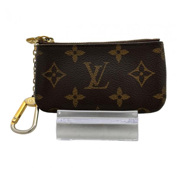【中古】ルイヴィトン ポシェット クレ モノグラム キーケース 小物入れ ブラウン ゴールド金具 Bランク lv6713ku
