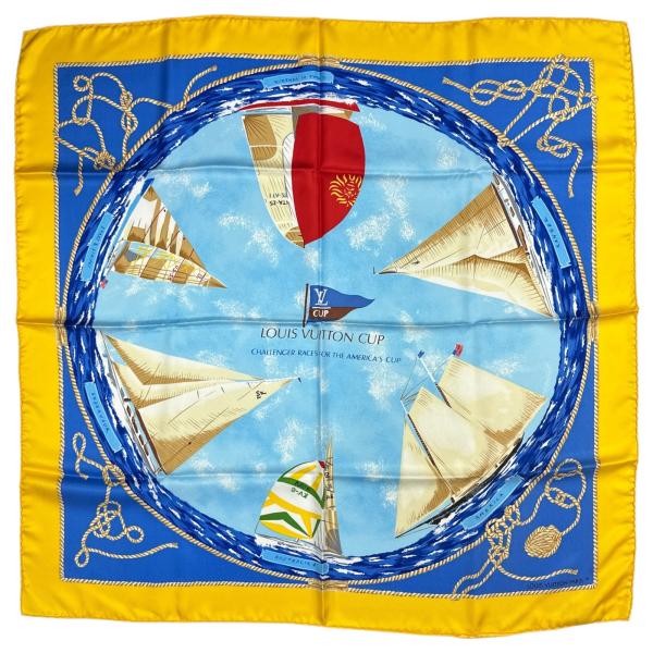 美品 ルイヴィトンカップ2000 スカーフ レッド キーウィ LOUIS VUITTON（ルイ・ヴィトン） 【中古】ルイヴィトン ルイヴィトン