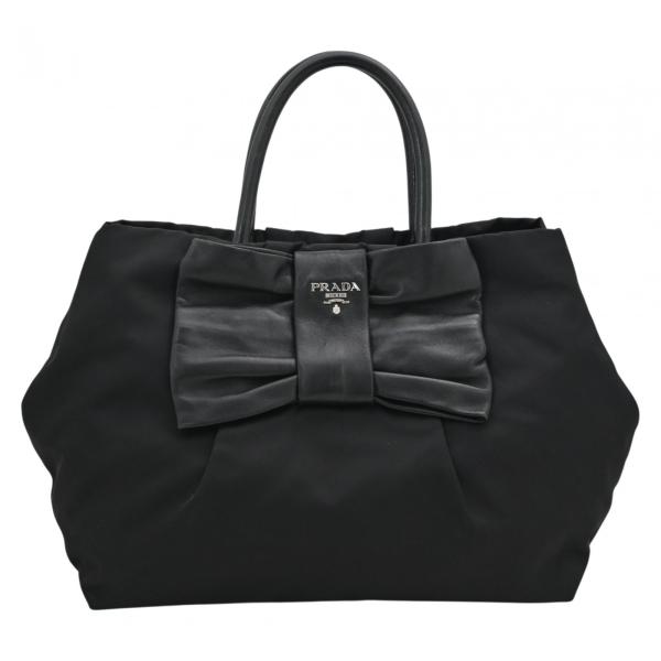 PRADA（プラダ） 【中古】プラダ ハンドバッグ リボン ナイロン ロゴ
