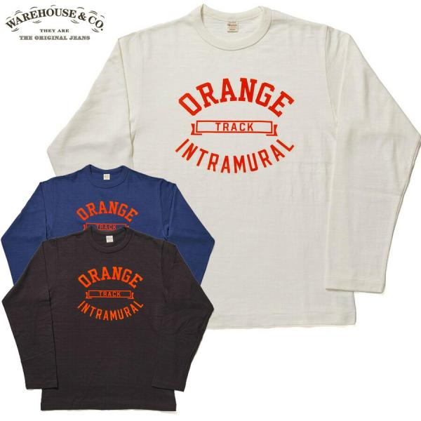 ウエアハウス WAREHOUSE Tシャツ Lot 5906 長袖クルーネックT ORANGE ロンT メンズ アメカジ
