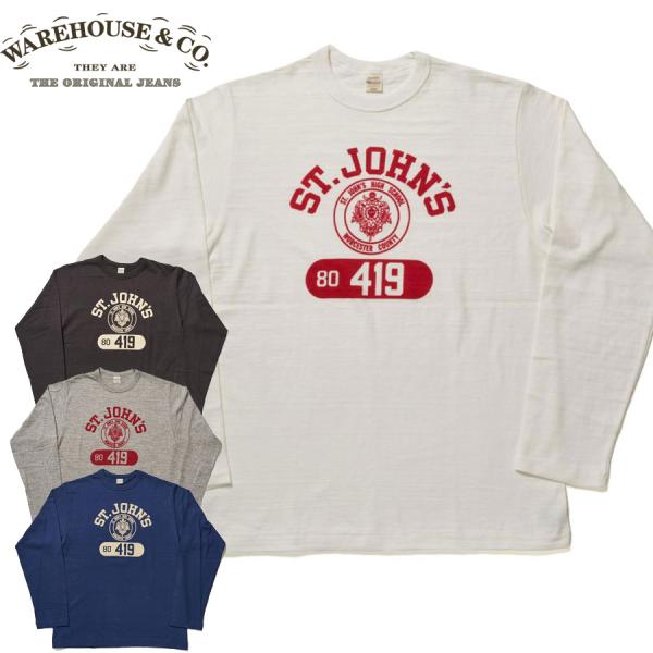 ウエアハウス WAREHOUSE Tシャツ Lot 5906 長袖クルーネックT ST.JOHN'S ロンT メンズ アメカジ