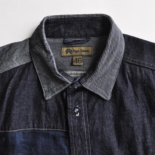 NIGEL CABOURN ナイジェルケーボン シャツ PATCHWORK INDIGO