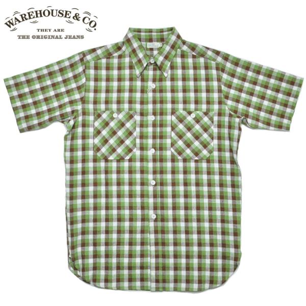 WAREHOUSE ウエアハウス シャツ Lot 3056 SHORT SLEEVE CHECK WORK SHIRTS A柄 チェックワークシャツ メンズ 半袖 アメカジ