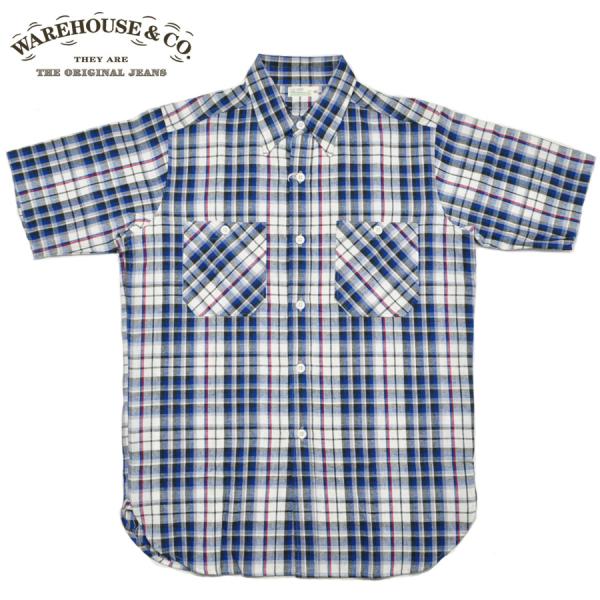 WAREHOUSE ウエアハウス シャツ Lot 3056 SHORT SLEEVE CHECK WORK SHIRTS B柄 チェックワークシャツ メンズ 半袖 アメカジ