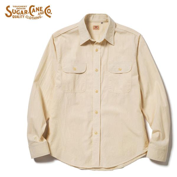 シュガーケーン SUGAR CANE シャンブレーシャツ SC27851 WHITE CHAMBRAY WORK SHIRT (LONG SLEEVE)  ワークシャツ 長袖 メンズ アメカジ