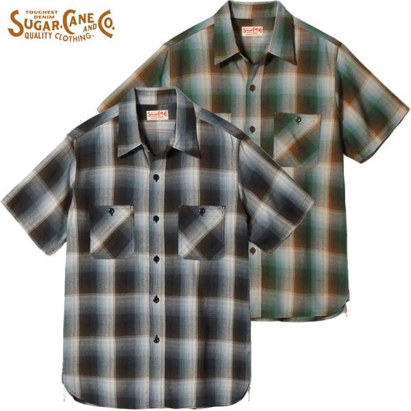 シュガーケーン SUGAR CANE シャツ SC39726 RAYON TWILL CHECK WORK SHIRT レーヨン ワークシャツ チェックシャツ 半袖 メンズ
