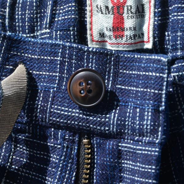 サムライジーンズ SAMURAI JEANS ショーツ SJSP22-IK 藍枷染め市松絣 