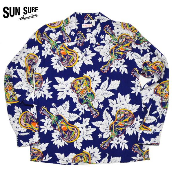 オ*ジ様 未使用　レア　サンサーフ　SUN SURF M　アロハシャツ　ウクレレ SUN SURF サンサーフ アロハシャツ SS29603 L/S RAYON HAWAIIAN SHIRT