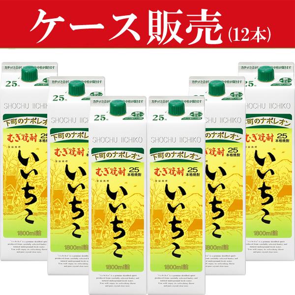 いいちこパック　25度　1800m 2ケース(12本) いいちこ 【ケース販売】 麦焼酎 25度 1800mlパック(2ケース/12本入り