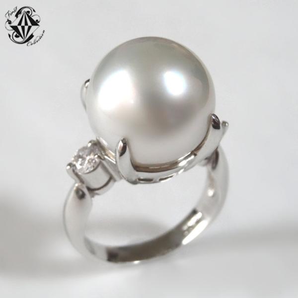 南洋 大珠 真珠 リング 13mm ダイヤモンド 0.31ct レディース 指輪