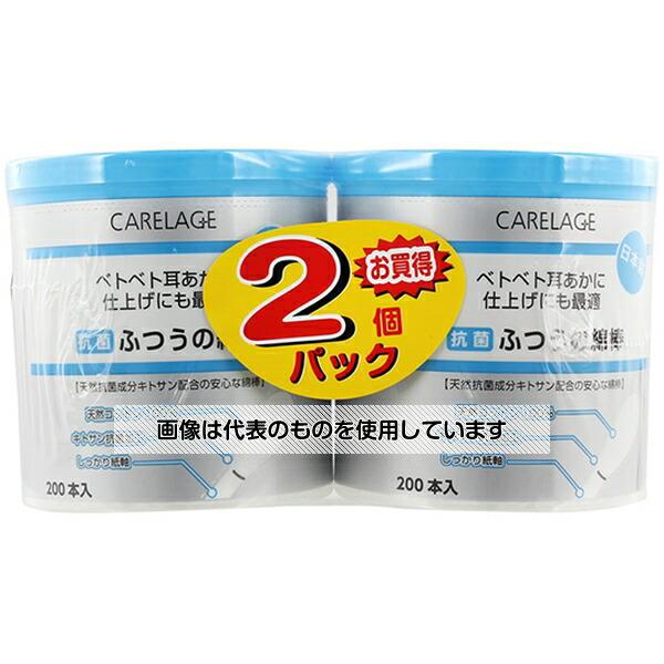 他サイト： アズワン(AS ONE) CARELAGE 抗菌ふつう綿棒 200本×2個 入数：1セット(200本×2個入)の商品画像