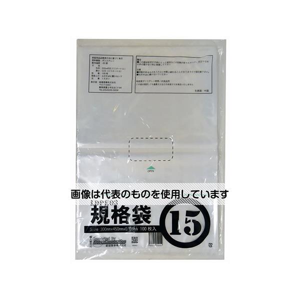 他サイト： 紺屋商事  PE規格ポリ袋 03透明 15号 03×300×450(100枚/冊) 00722015 入数：1パック(100枚入)の商品画像
