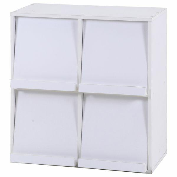 他サイト： 不二貿易 86034 ディスプレイラック 4マス ホワイト DP8085WH 87008本棚 ラック チェスト ディスプレイ 木製 シェルフ 扉付きの商品画像