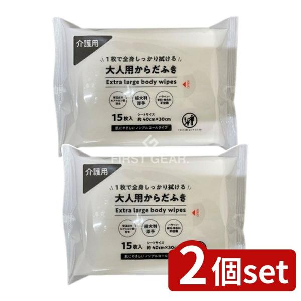 【2個セット】ペーパーテック 超大判 大人用からだふき [単品内容量/15枚]