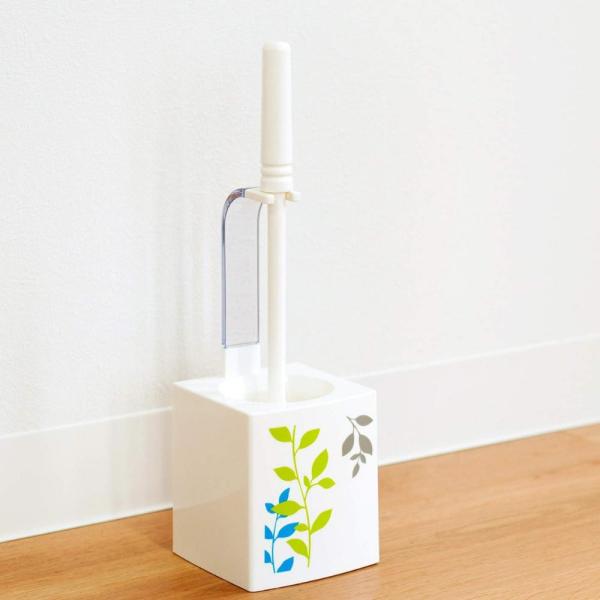 [関連word] ペアプランツ トイレブラシケース付 ホワイト | トイレブラシ ケース トイレ用品 掃除 おしゃれ 掃除ブラシ プランツ トイレグッズ たわし トイレ掃除 ケース付き リーフ柄 モダン デザイン バスルーム 収納 シンプル...