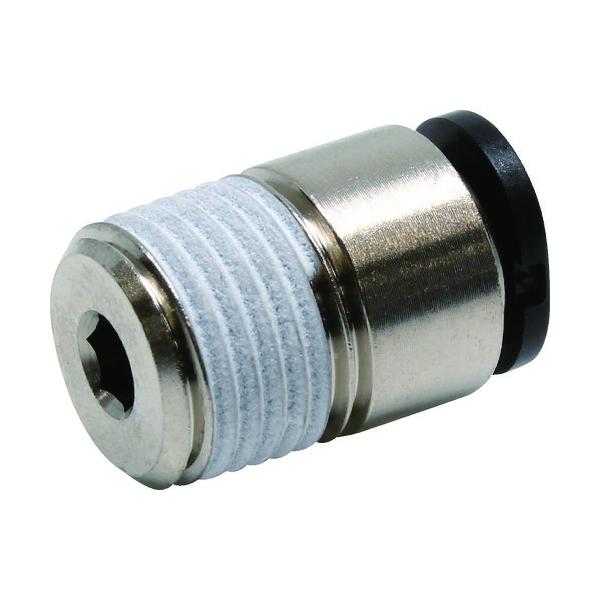 ■PISCO ワンタッチ継手 チューブフィッティングミニ 六角穴付ストレート チューブ4 接続口径R1/8 POC401M(2907283)