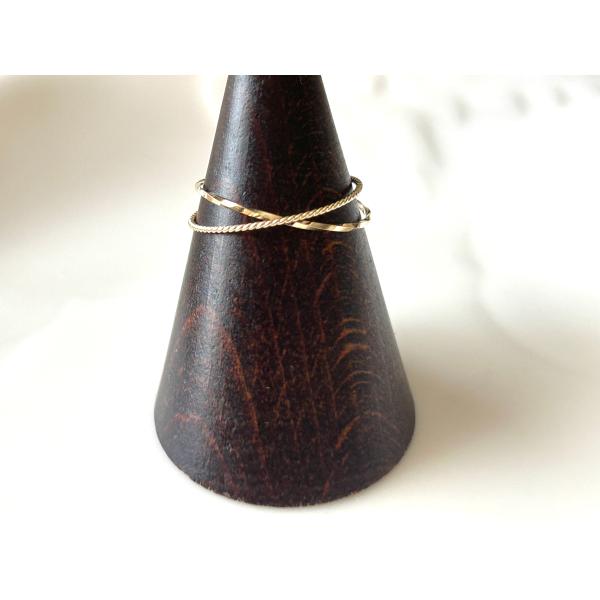 K10イエローゴールド　　10金　2連リング　華奢リング　指輪　極細　細め　レディース　イエローゴールドリング　スパイラル　11号サイズ