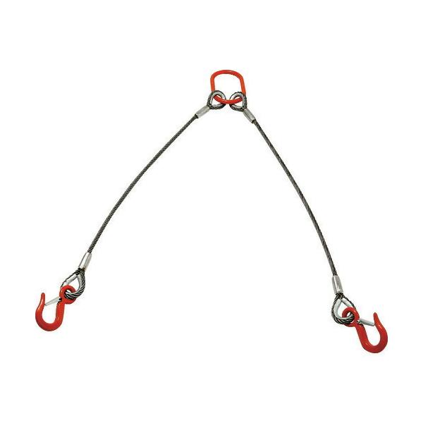 ■TRUSCO 2本吊り玉掛けワイヤロープスリング アルミロックスリング フック付き 9mmX1.5m TWEL2P9S1.5(1606392)