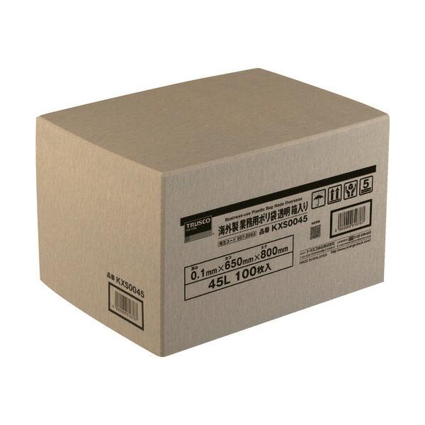 TRUSCO 海外製 業務用ポリ袋 透明・箱入 0.1×45L 100枚入 KXS0045