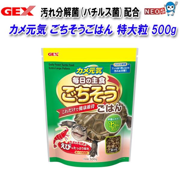 パケパフ350円GEX カメ元気 ごちそうごはん 特大粒 500g