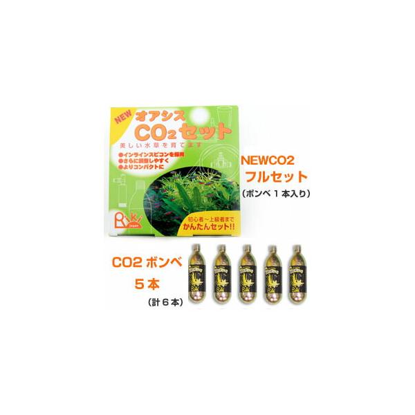 アクアリウム 用品)リキジャパン NEWオアシスCO2セット+NEWCO2ボンベ5