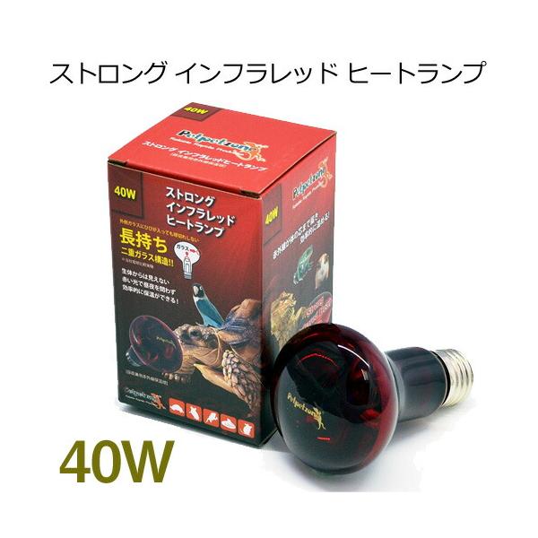 ペットペットゾーン　ストロング インフラレッド ヒートランプ　40W『特長』爬虫類、両生類、鳥類、小動物に使用でき、生体に見えない 光で昼夜を問わず24時間保温できます。狭い範囲に熱を照射し、効率的にゲージの下部まで温め、温度差を作ることが...