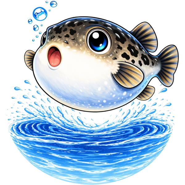 釣りステッカー フグ Mサイズ 約6.5cm TS-74｜カワイイ！お魚シリーズ｜防水加工｜日本製｜メール便可 (SP)