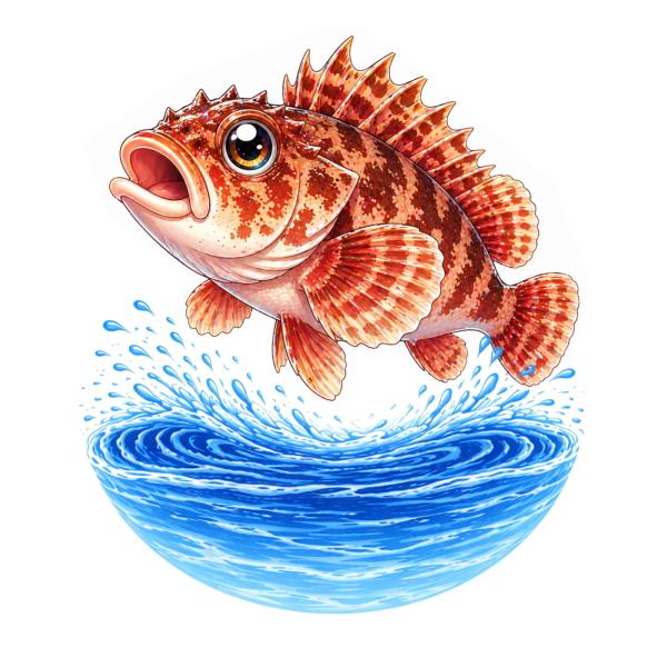 釣りステッカー カサゴ Sサイズ 約3.5cm TS-205｜カワイイ！お魚シリーズ｜防水加工｜日本製｜メール便可 (SP)