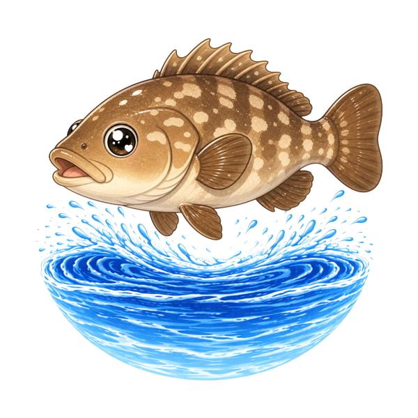 釣りステッカー クエ Sサイズ 約3.5cm TS-226｜カワイイ！お魚シリーズ｜防水加工｜日本製｜メール便可 (SP)
