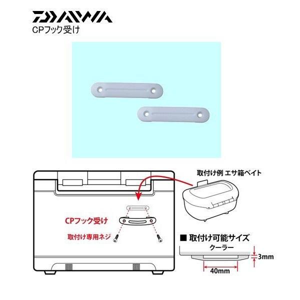 エサ箱などの小物類が掛けられるネジ固定式ベース台。2セット入り。・取り付けたい面の汚れ・水気等をきれいに取除き、付属の専用ネジで取付けてください。■取付け対応 適合機種・CPサイドボックス・ロータリーベイト・エサ箱ベイト●カラー：ホワイト