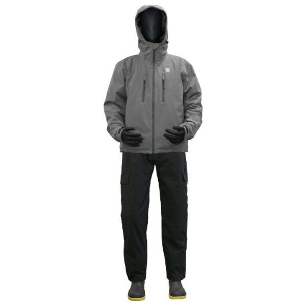 浜田商会 防水防寒ウィンター 透湿ストレッチスーツ ガンメタ LWB2504 (防寒着 上下セット 釣り)■素材：ポリエステルPUコーティング（PUラミネート）≪浜田商会 防寒着 上下セット 釣り≫