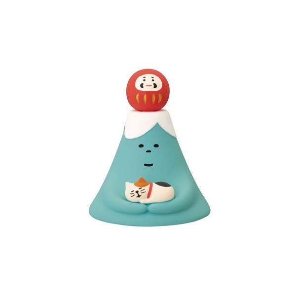 concombre開運富士山。富士山の末広がりの形は発展や繁栄の象徴、幸運を呼び込むといわれ、また「不死」「無事」に通じることから健康長寿・無病息災・家内安全の祈願にも良いとされています。ミニチュアマスコットの富士山とすやすや子猫です。福だ...