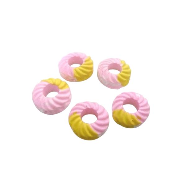 スイーツデコパーツ フレンチクルーラー ストロベリー 40個セット 16mm 単価26円 / ドーナツ ミニチュア メール便対応可