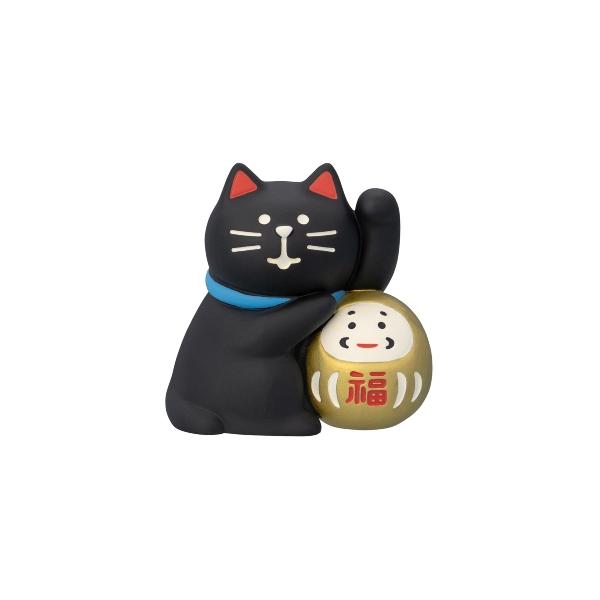 10/中予約 concombre だるま抱き招き猫 黒 / 福もの屋 デコレ