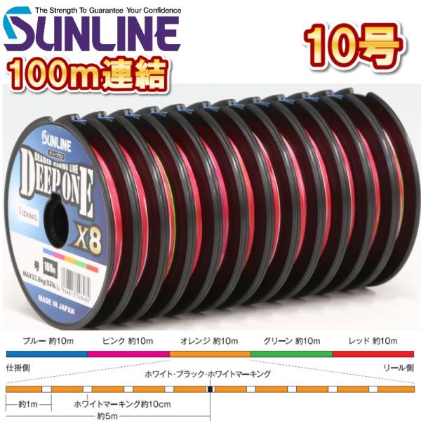 サンライン（SUNLINE） ディープワン×8 (10号 135LB) 100m連結糸 5
