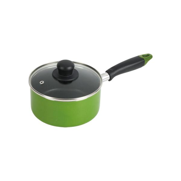 他サイト： パール金属  ニューフォア ふっ素加工IH対応ガラス蓋付片手鍋16cm(グリーン) HB-8596 爆買の商品画像