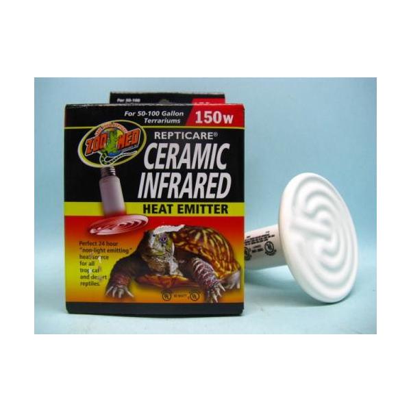 ●熱帯性、砂漠性の生体の為の陶器製赤外線ヒーター ●100V　50Hz/60Hz　屋内用 ●平均寿命約2500時間※飼育環境、電圧のよって変化します。 ●陶器製の電球型ヒーターから赤外線を照射して温めます。 ●光を出さない為、生体の生活リズ...