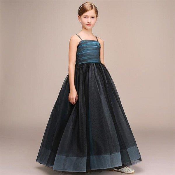 子供ドレス フォーマル マキシ丈 チュール ワンピース ジュニアドレス パーティー 結婚式 ピアノ発表会 演奏会 七五三 司会 女の子 ブラック 110 160cm Www Nouvelle Etoile Org