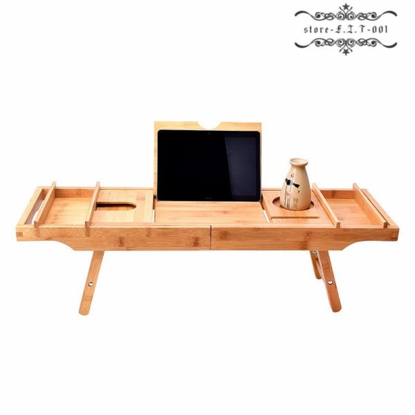 バスタブトレー お風呂 用品 伸縮(74110cm) バス テーブル 浴室 竹製 ラック 収納 グッズ 置き台 半身浴 トレイ スタンド
