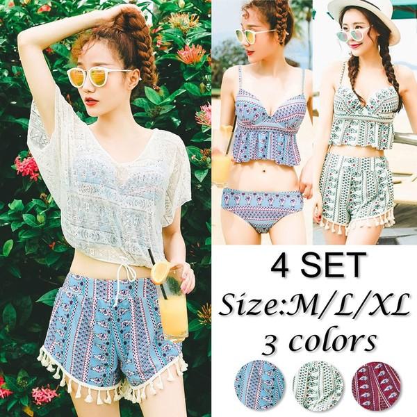 水着 タンキニ レディース 体型カバー ビキニ 4点セット水着 タンキニ 水着 可愛い スイムウェア セパレート 紫外線カット 大人 水遊び 水泳 ママ 水着 Y1705 F I T 1号店 通販 Yahoo ショッピング