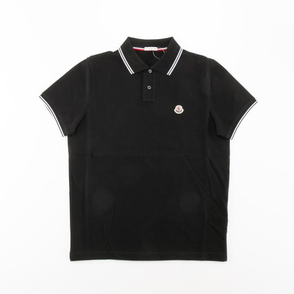 美品★モンクレール・メンズ ワッペン付 リブライン ポロシャツ(M) MONCLER (モンクレール) ワンポイント ロゴワッペン