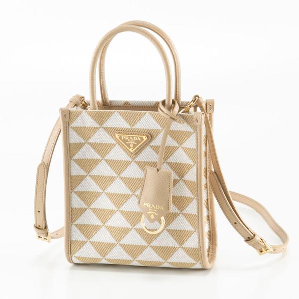 美品 プラダ PRADA トライアングル スモールトート ショルダーバッグ PRADA（プラダ） PRADA TRIANGOLO JACQUARD トライアングル ジャガード