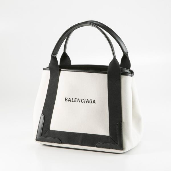 BALENCIAGA キャンバス トートバッグ ホワイト×ブラック BALENCIAGA（バレンシアガ） ハンド・トートバッグ NAVY NEW CABAS SM